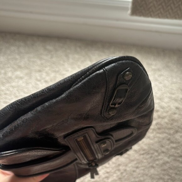 BALENCIAGA Leather Pouch Moto Flap Clutch Bag Small - Picture 10 of 15